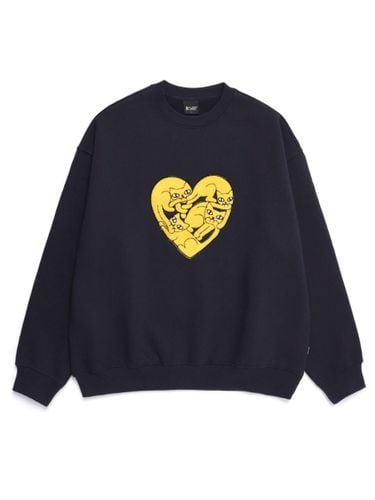 Heart Cat Oversized Heavy Weight Sweatshirt [Navy] - BAJOO BIJOO - Modalova