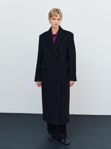 Wool Premium Single Button Straight Coat [Black] - LENUEE - Modalova