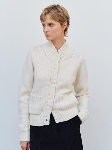 Air Wool High Neck Ribbed Cardigan [Beige] - LENUEE - Modalova