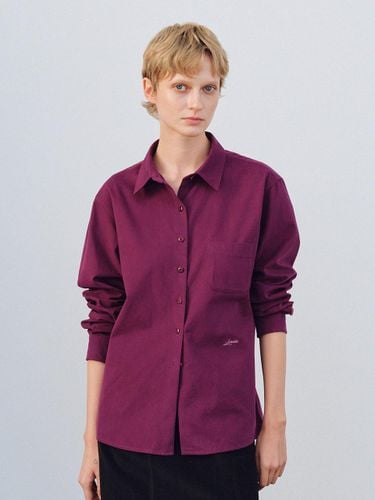 Cotton Embroidered Classic Winter Shirt [Deep Purple] - LENUEE - Modalova