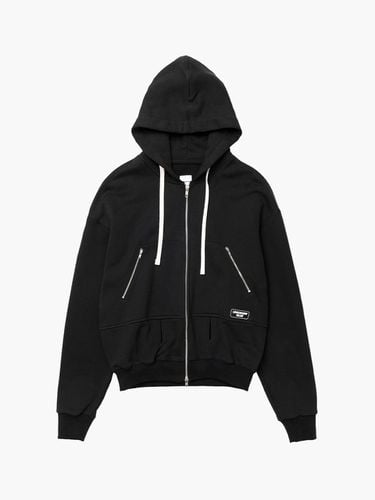 Belt Hood Cotton Zip-up Jacket [Black] - UNKNOWN BLUE - Modalova