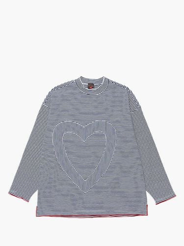 Heart Pattern Striped Long Sleeve T-shirt [Navy] - UNKNOWN BLUE - Modalova