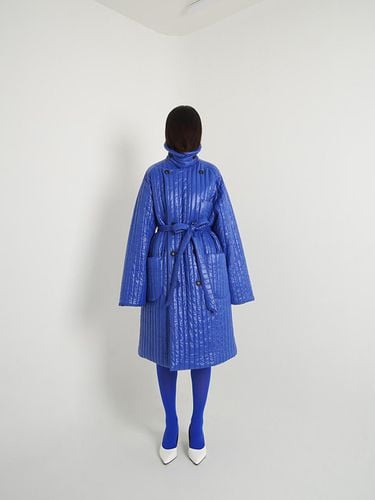 Banding Padded Waist Belt Coat [Blue] - UNKNOWN BLUE - Modalova