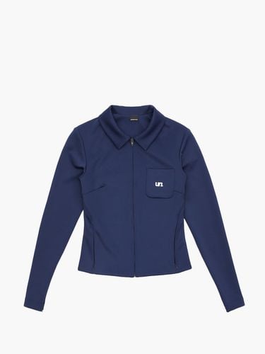 Uniform Logo-Printed Hidden Zipper Jacket [Navy] - UNKNOWN BLUE - Modalova