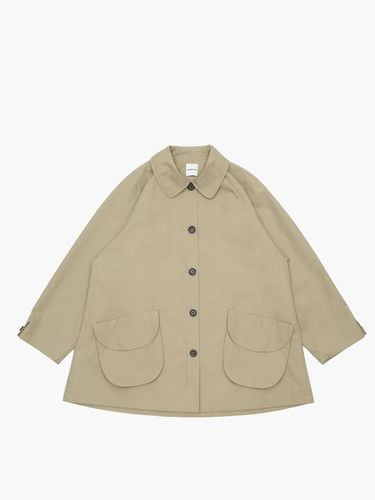 Oversized Round Collar A-line Trench Coat [Beige] - UNKNOWN BLUE - Modalova