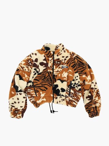 Tiger Print Cropped Fleece Jacket - UNKNOWN BLUE - Modalova