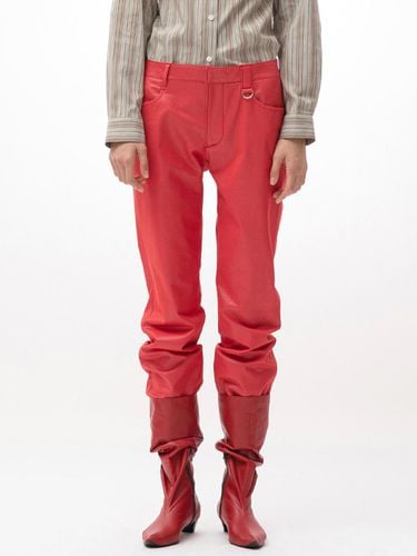 Straight Fit Coated Denim Pants [RED] - UNKNOWN BLUE - Modalova