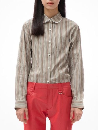 Vintage Lace Round Collar Shirt [Beige Stripe] - UNKNOWN BLUE - Modalova