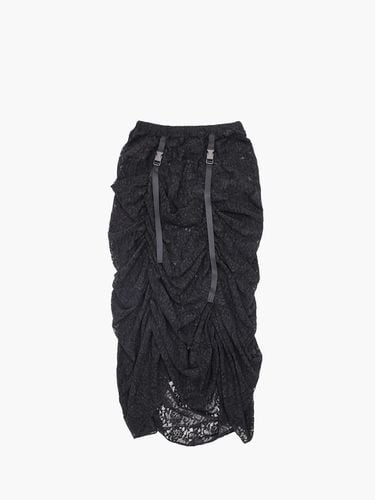 Sheer Shirred Asymmetrical Skirt [Black] - UNKNOWN BLUE - Modalova