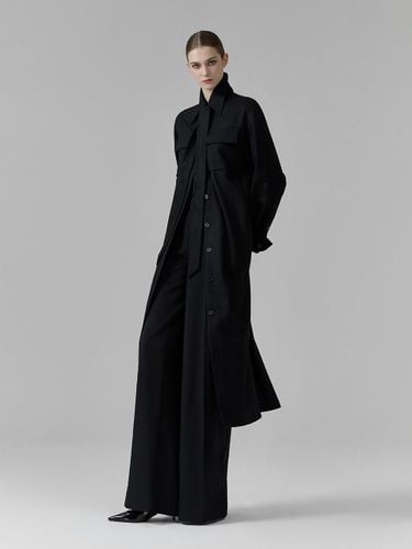 Wool Belted Shirts Collar Midi Dress [] - NUMERO SETTE - Modalova