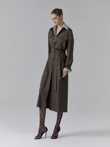 Wool Belted Shirt Collar Midi Dress [] - NUMERO SETTE - Modalova