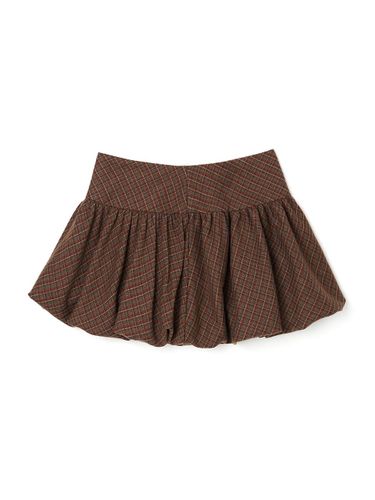 Holiday Check Balloon Mini Skirt [BROWN] - LOTS YOU - Modalova