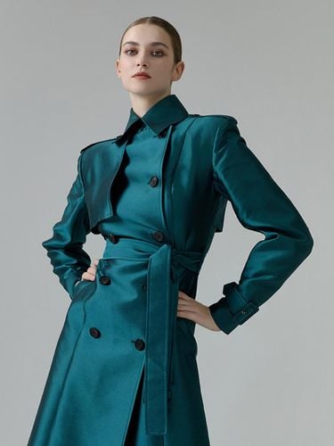 Wool Silk Trench Coat [Green] - NUMERO SETTE - Modalova