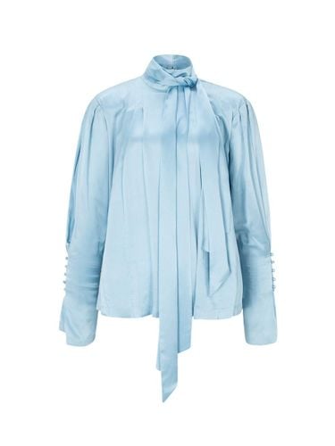 Silk Tie Pleated Shoulder Pad Blouse [] - NUMERO SETTE - Modalova