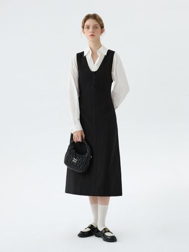 Simple V-neck Sleeveless Dress [Black] - We’Dee - Modalova