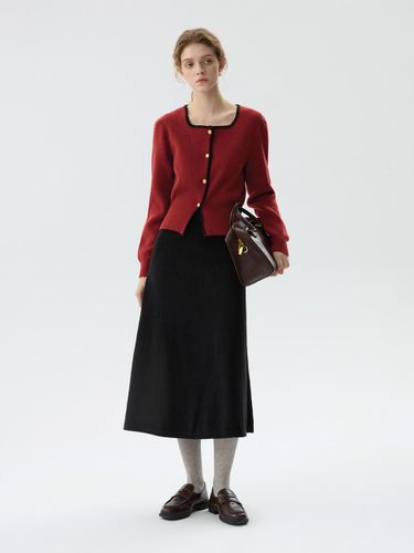 Basic A-line Knitted Winter skirt [Black] - We’Dee - Modalova