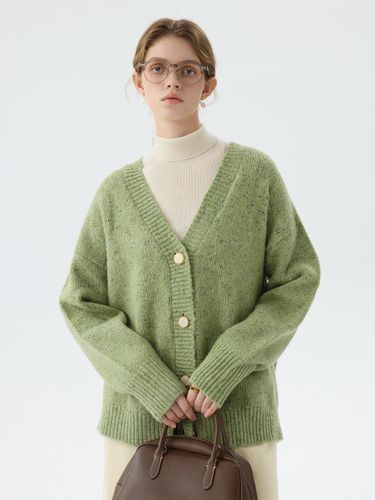 Loose V-neck Winter Cardigan [Green, Gray] - We’Dee - Modalova