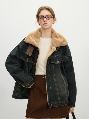 Vintage Denim Fur Winter Jacket [Dark Blue] - We’Dee - Modalova