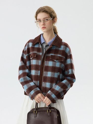 Plaid Corduroy Collar Wool Blend Dress - We’Dee - Modalova