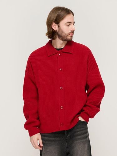 Wool Blend Semi-Overfit Button Point Cardigan [RED] - CARGOBROS - Modalova