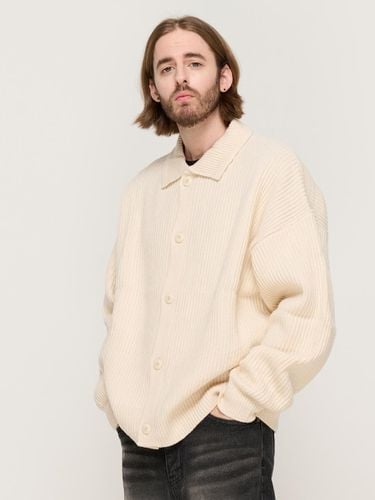 Semi-Overfit Wool Blend Button Point Knit Cardigan [WHITE] - CARGOBROS - Modalova