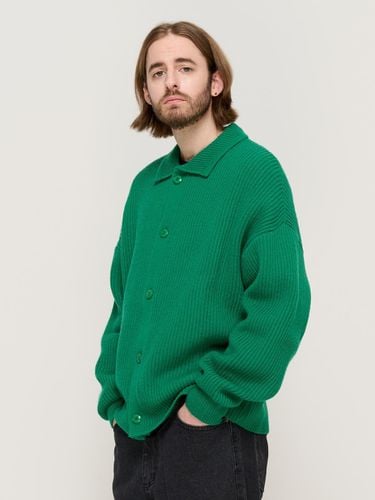 Button Point Semi-Overfit Wool Blend Cardigan [GREEN] - CARGOBROS - Modalova