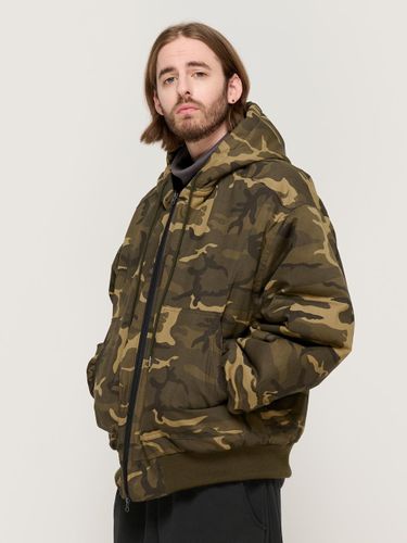 Camo Pattern Hooded Sherpa Dress [Khaki] - CARGOBROS - Modalova