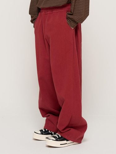 Bio Cotton Curved Banding Oversized Pants [Wine] - CARGOBROS - Modalova