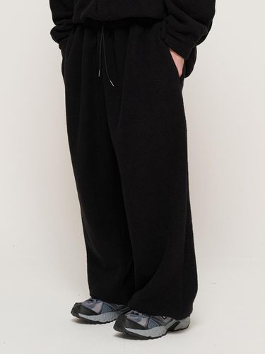 Teddy Fleece Wide String Pants [Black] - CARGOBROS - Modalova