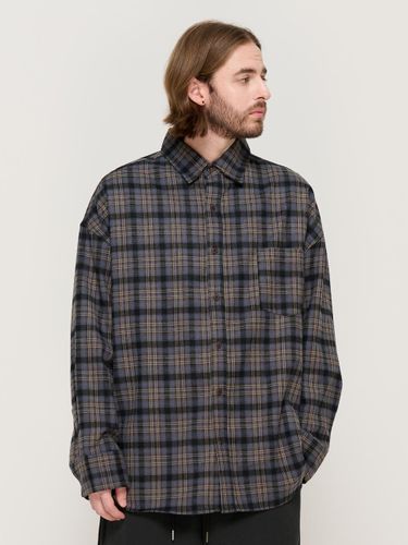 Cotton Check Overfit Shirt [Pink] (GRAY) - CARGOBROS - Modalova