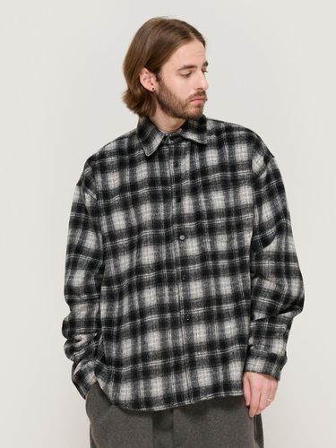 Wool-like Check Semi-oversized Shirt Jacket [Black] - CARGOBROS - Modalova