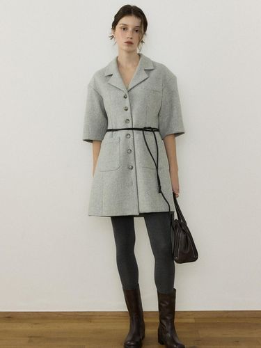 Wool Tailored Half-sleeve Dress [Cloud Gray] - AUBARD - Modalova