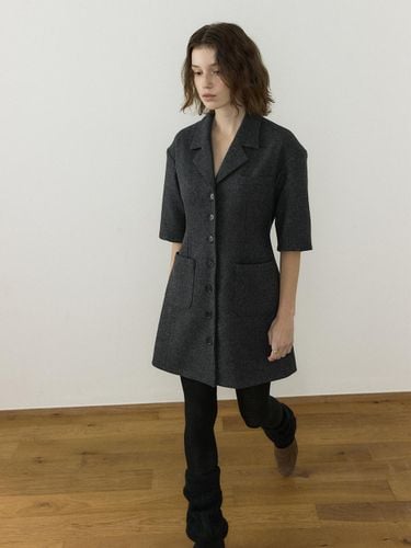 Wool Tailored Half-sleeve Dress [Charcoal] - AUBARD - Modalova