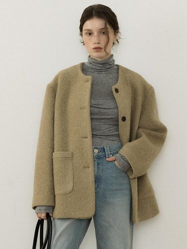 Alpaca Boucle Single-breasted Jacket [Beige] - AUBARD - Modalova