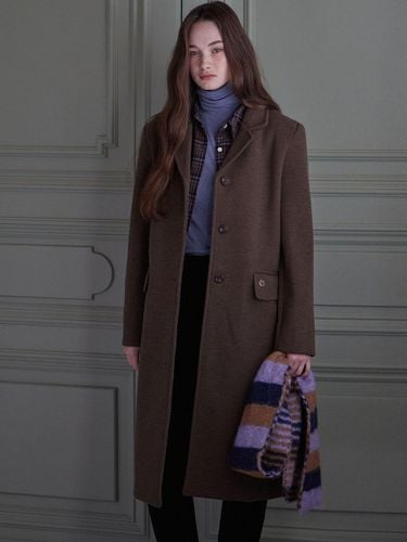 Diagonal Twill Wool Long Classic Coat [Brown] - HAINT - Modalova