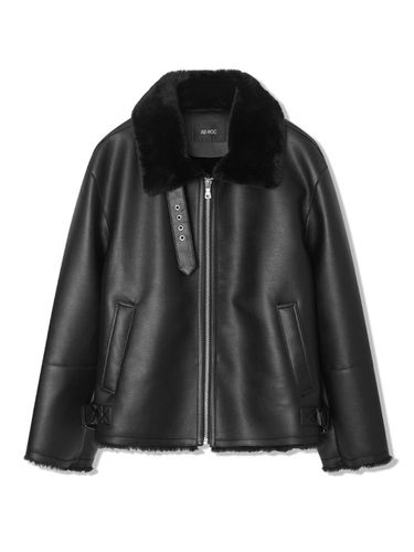 High Neck Leather Fur Jacket [] (HABMU11) - ADHOC - Modalova