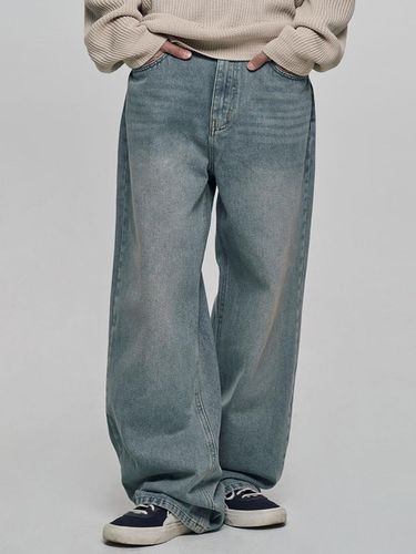 Mens Straight Premium Cotton Denim Pants [Light Blue] - chicks - Modalova