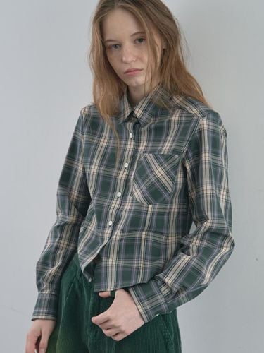 Cotton Check Dress Shirt [Green] - VANISHMENT - Modalova