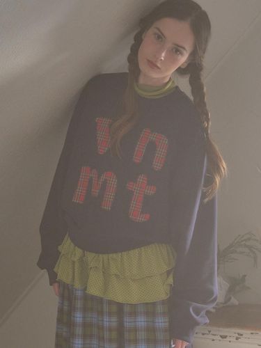 Holiday Patchwork Cotton-Polyester Sweatshirt [Navy] - VANISHMENT - Modalova