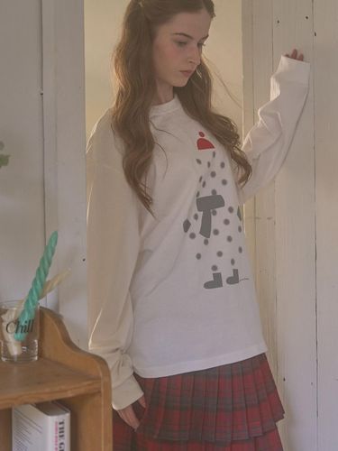 Snowman Cotton Long Sleeve Tee [Ivory] - VANISHMENT - Modalova