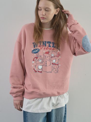 Winter Cozy Cotton Blend Sweatshirt [Pink] - VANISHMENT - Modalova