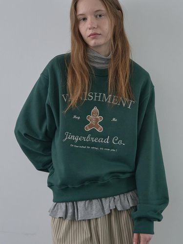 Polyester Cotton Relaxed Fit Sweatshirt [Dark Green] - VANISHMENT - Modalova