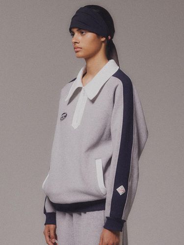 Color Combination Fleece-lined Sweatshirt [Gray] - MENASOO - Modalova