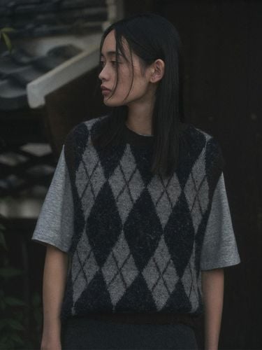 Brush Argyle Alpaca Blend Vest [Navy] - SAGEMENT - Modalova