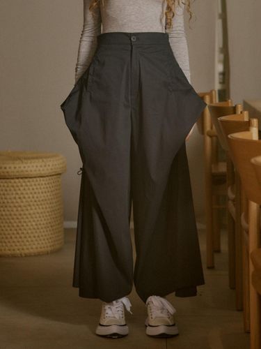 Wing Pattern Elastic Waist Cotton Pants [GRAY] - PARISIEN’S KYOTO TRIP - Modalova