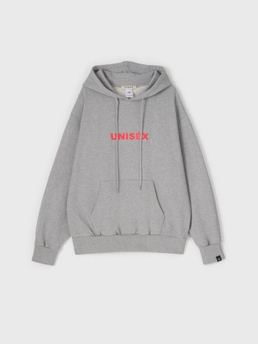 Unisex Cotton Relaxed Logo Hoodie [Melange Grey] - YUNSE - Modalova