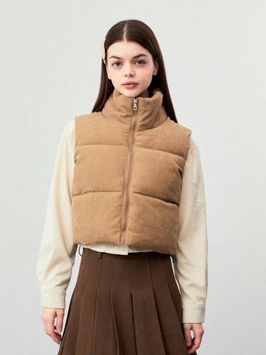 Corduroy Polyester Puffer Vest [Camel] - koolkitten - Modalova