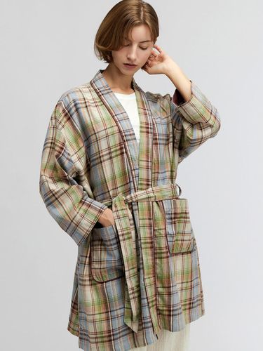 Cozy Check Brushed Cotton Robe Gown - KOZNOK - Modalova