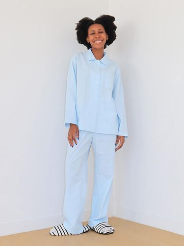 Premium Cotton Straight Fit Pajama Set [Sky] - morlhaus - Modalova