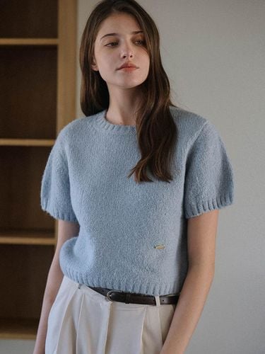 Half Sleeve Wool Blend Knit [Sky Blue] - DEHEVE - Modalova